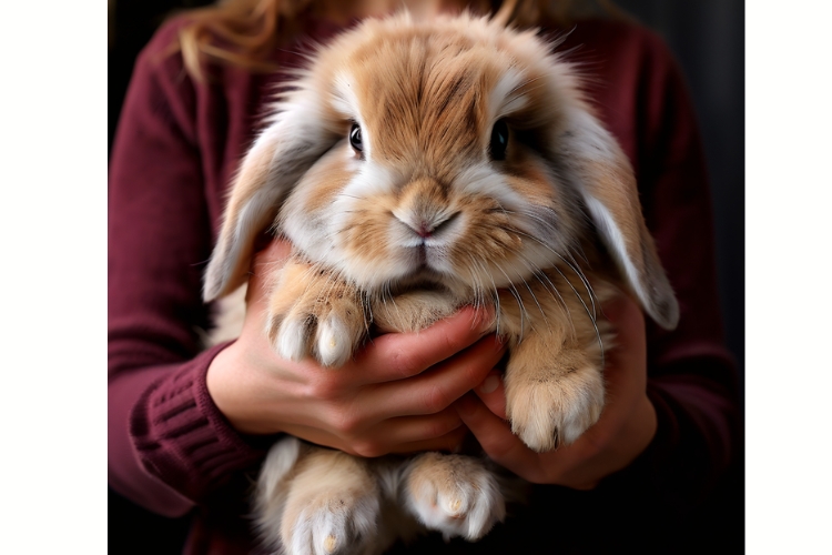 Holding Your Holland Lop as owner in hands with care