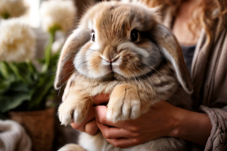 Holland Lop rabbit in hands