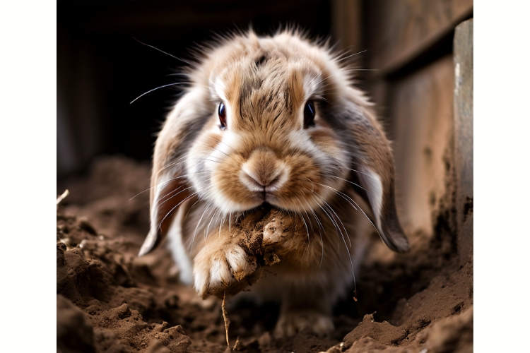 Holland Lops rabbit Digging