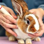 owner cleaning holland lop rabbit ears